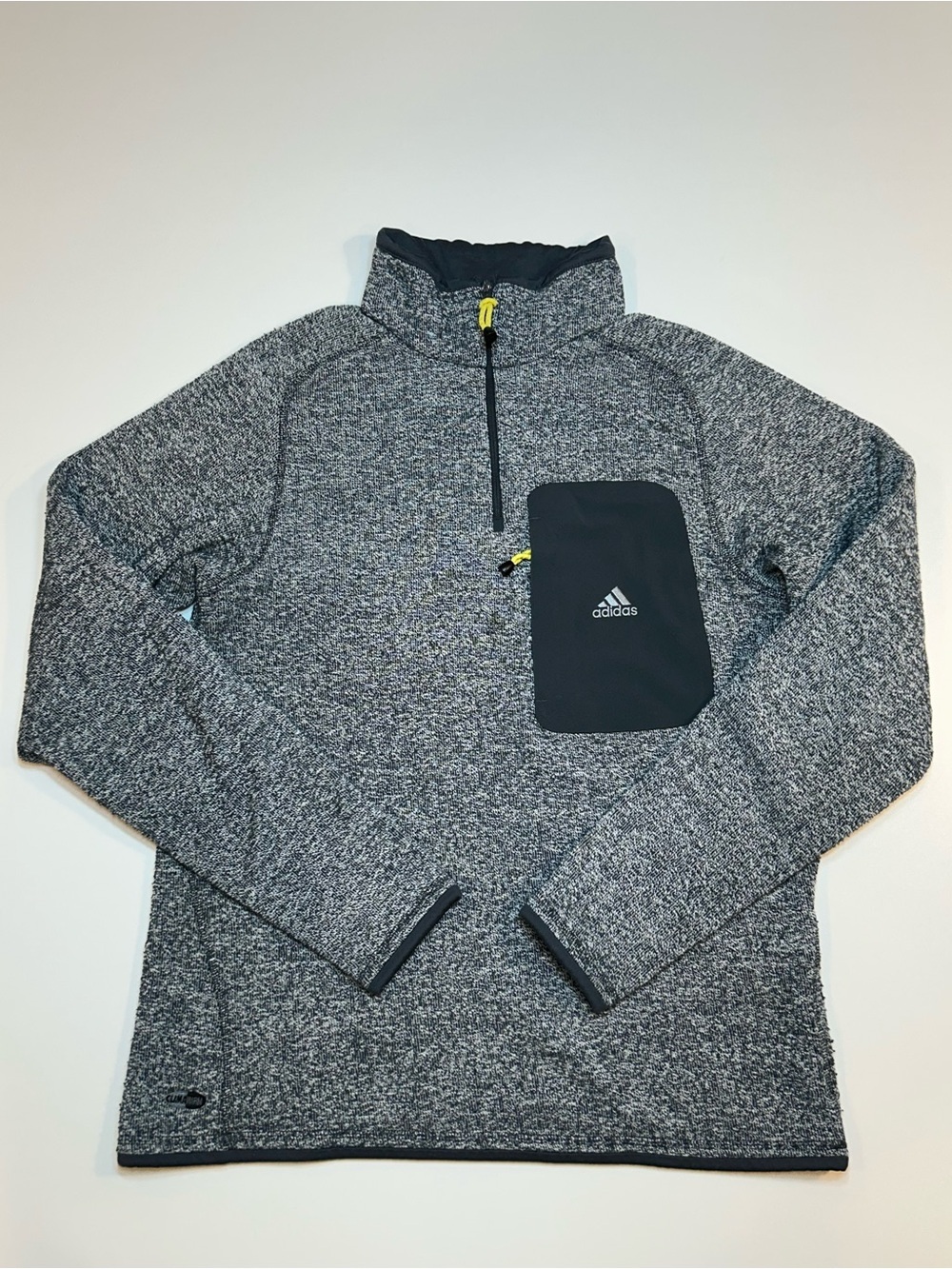 Adidas ClimaWarm Marled Gray Quarter Zip Fleece Pullover Sweater Jacket